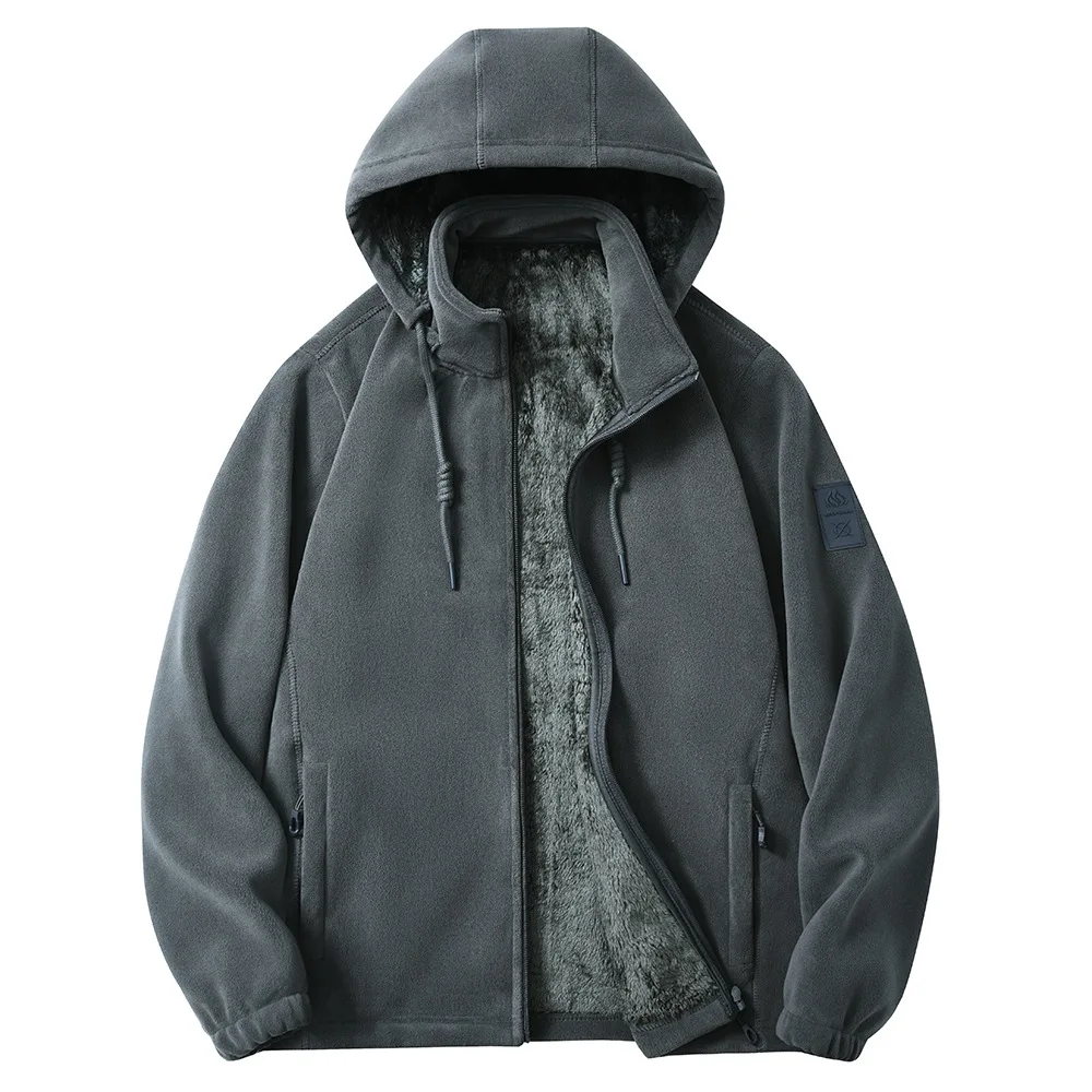 جديد الخريف والشتاء الدافئة والباردة واقية مقنعين الصوف مبطن سميكة الصوف سترة للجنسين معطف الصوف القطبي #4