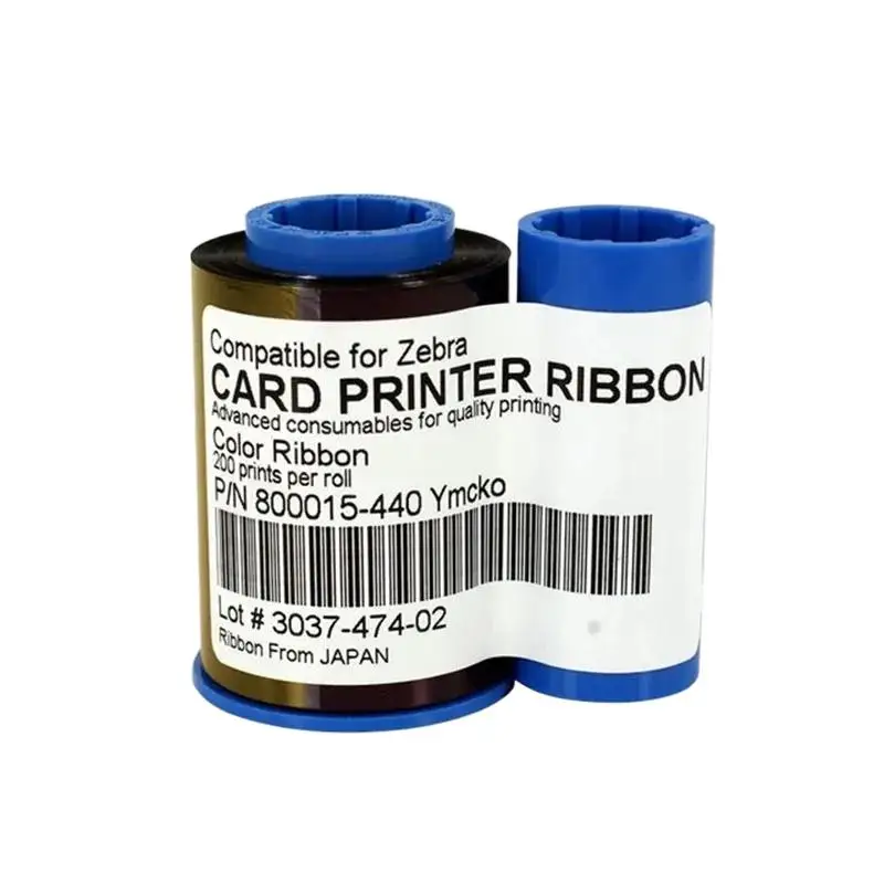 Compatible 800015-440 YMCKO Full Color Ribbon 200prints/Roll Zebra ID Card Printer p320i p330i p420i P430I p520i