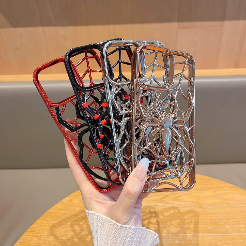 Lustige 3D-Hohlspinnen-Hülle für iPhone 14, 15, 16 Plus, weiche TPU-Beschichtung, Wärmestrahlungsabdeckung für iPhone 13, 12, 14, 15, 16, 17 Pro Max – Detail 7