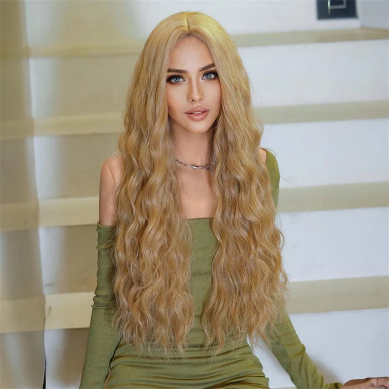 

Ash Blonde Colored Lace Frontal Wig Preplucked 13x6 Water Wave Highlight Human Hair Wig Transparent Lace Frontal Wig For Women