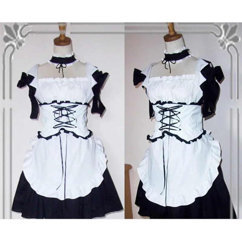 New Anime Kaichou wa Maid-sama! Cosplay Ayuzawa Misaki Halloween Maid Service Full Set 4in1(Dresses Bow-knot Apron Belt)