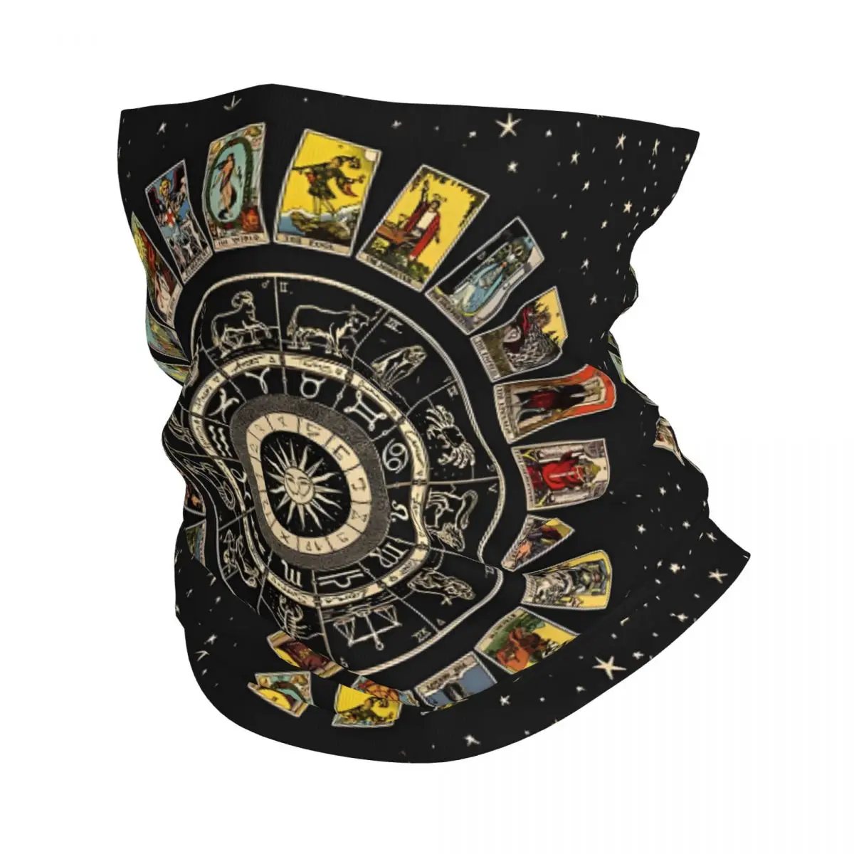 Wheel Of The Zodiac, Astrology Chart And The Major Arcana Tarot Scarf Neckerchief Neck Face Mask Polyester