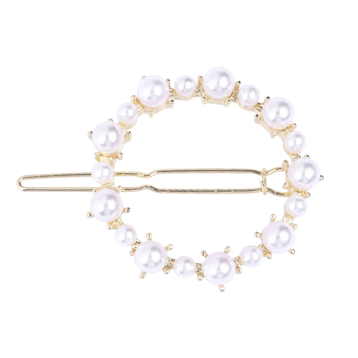 

Love Heart Crown Hair Clip Pearl Accent Geometric Round Pin Stylish Accessory for Women Girls Wedding Party Everyday Use Fashion
