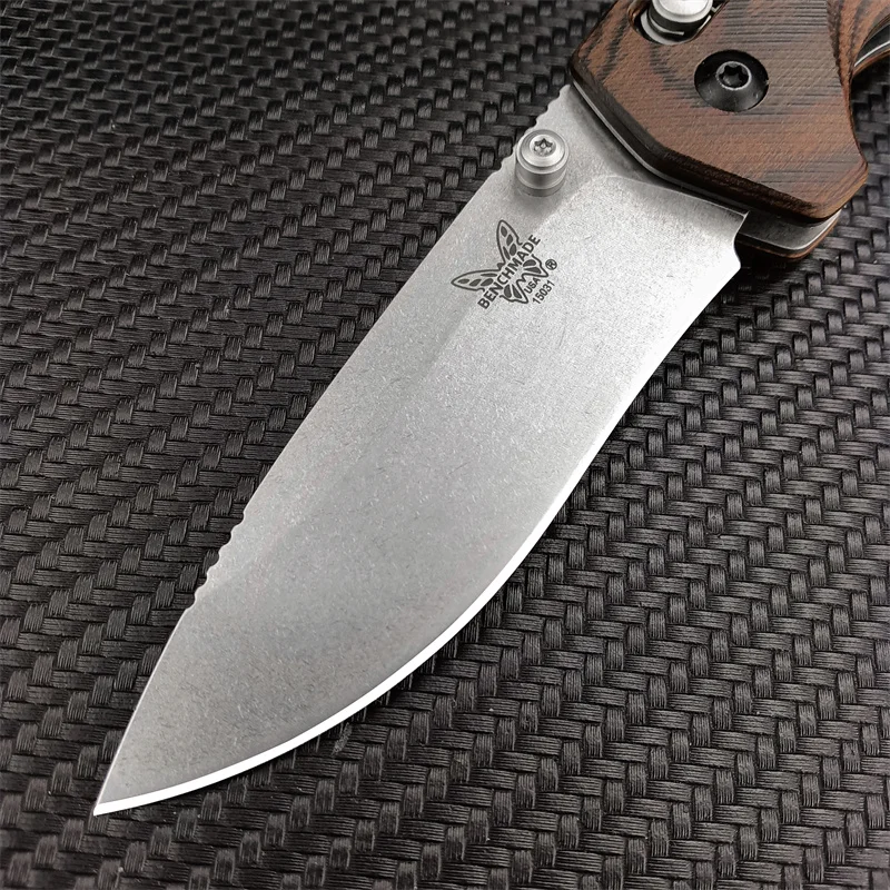 BM 15031 Folding Knife Outdoor Camping Tactical Self Defense Pocket EDC Knife Stable wood handle S30V handling men\'s gifts