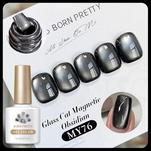 BORN PRETTY Esmalte de uñas de gel magnético de gato dorado negro para decoración de uñas de vidrio Diseño de manicura Uñas de invierno 10 ml Varnis semipermanente