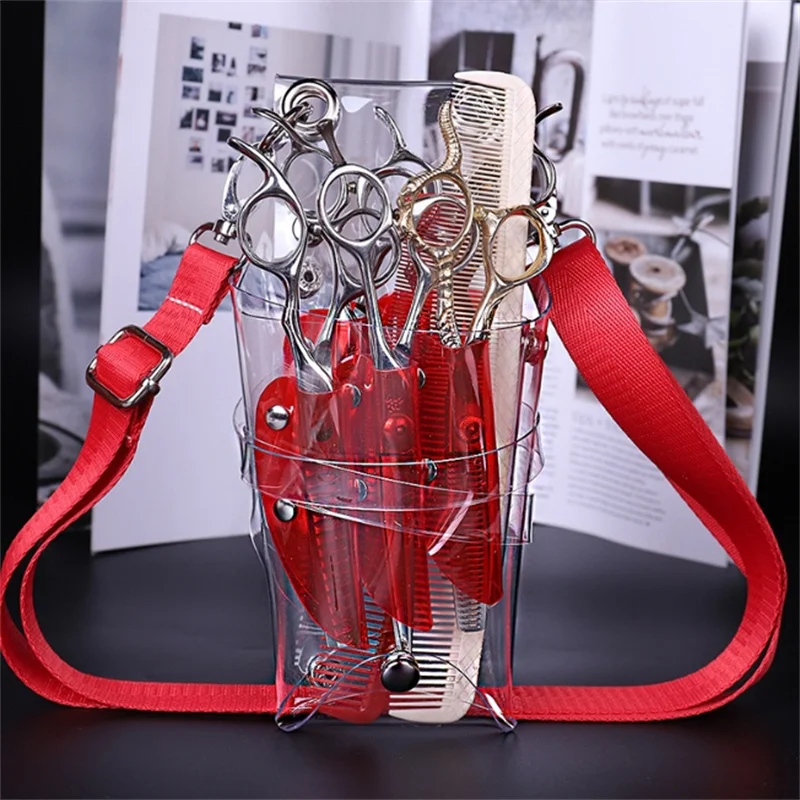 Professional 7 Pockets PVC Hair Scissors Bag Scissors Pouch Barber Scissor Holder Case With Belt Salon Hairdressing Tool