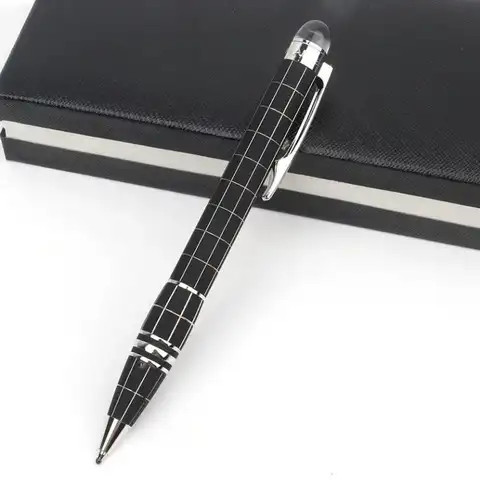 Edición limitada MB Bolígrafo de estrella de cristal de tablero de ajedrez de resina negra/bolígrafo mecánico/bolígrafo de gel Diseño único. Serie de oficina.