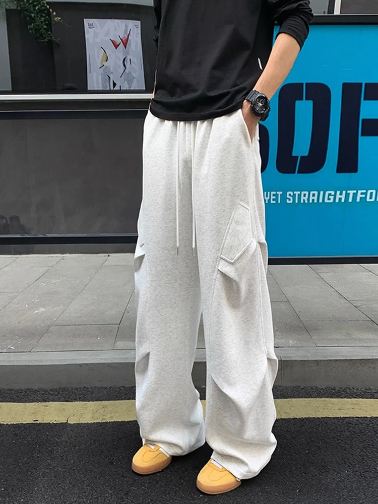 

American Sle Heavyweight Trousers for Men Autumn Winter Folded Soldier Workwear Straight Leg Sports Trousers Youth Faion