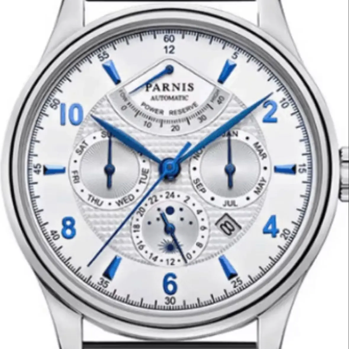 Parnis Pilot II Seriers Luminous Mens Leather Watchband  Fashion Automatic Mechanical Watch Wristwatch