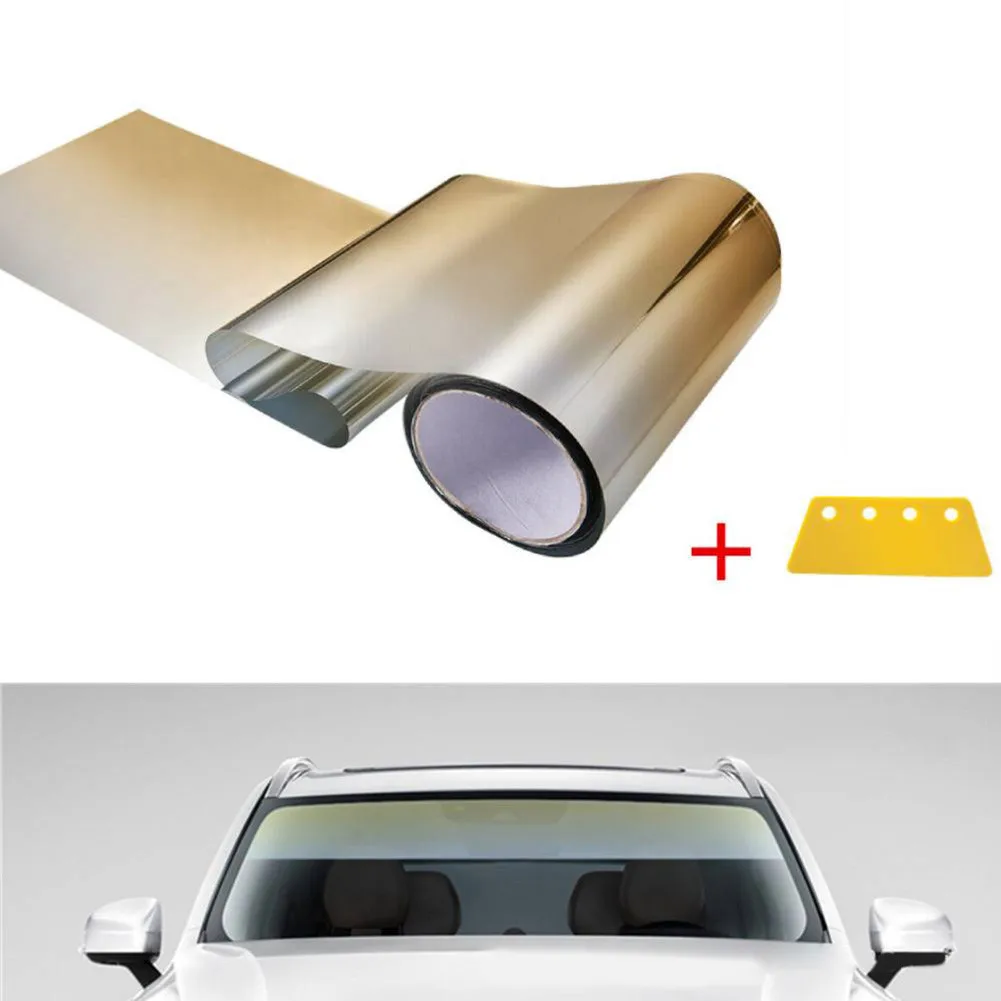 1pcs Hot Sale Newest Gold Sun Visor Strip Tint Film Car Front Windshield UV Shade Auto Replacement  Car Accessories