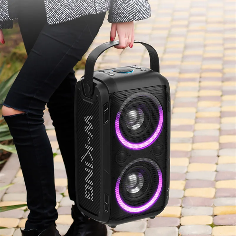 W King 6D T9 80W Subwoofer RGB Company Outdoor Portable Wireless Bluetooth Speaker Traveling Wave Tube TV Sound Card Music Cente