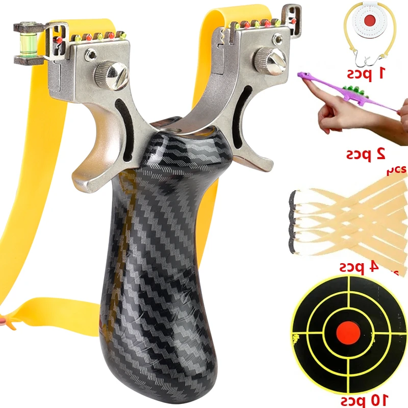 8020 Fiber Optic Aiming Slingshot 304 Metal Cnc Fast Pressure Catapult Outdoor Hunting and Shooting Practice Package