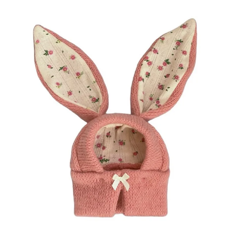 Dog Hat Autumn Winter Windproof Warmth Cover Cute Rabbit Ears Knitted Pet Cap Pink Ins Dogs Headwear New  Kitten Puppy Earmuffs