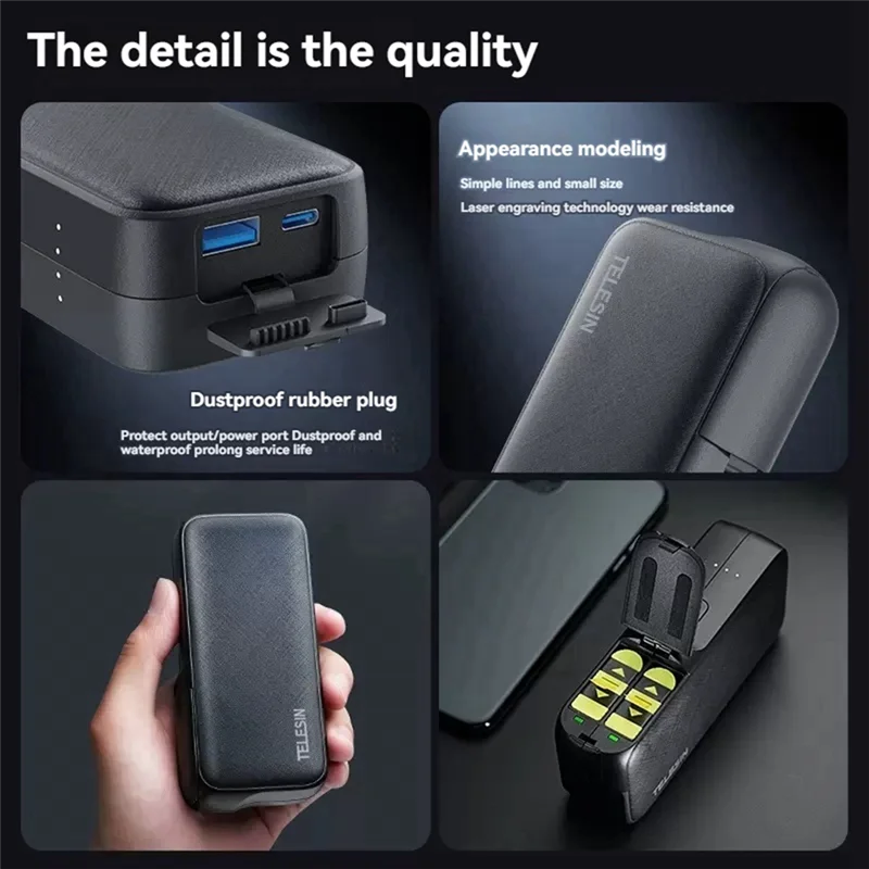 

TELESIN 10000Mah Power Bank 20W PD Fast Charging, Type-C Portable Battery Charger Compatible With Gopro Hero 13, Smartphones