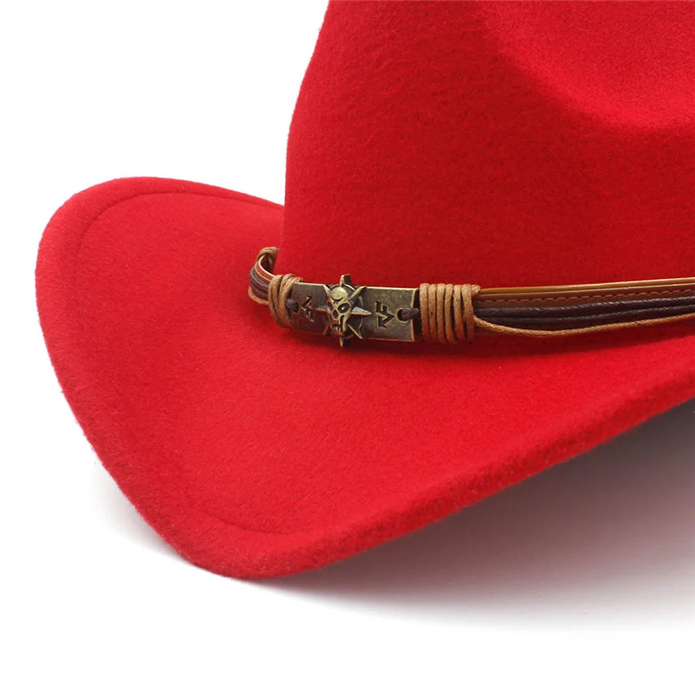 Damen Herren Cowboyhut Unisex Western Style Cowgirl Caps Fedoras mit handgefertigtem Hutband für Halloween Geburtstag Party Cosplay – Detail 11