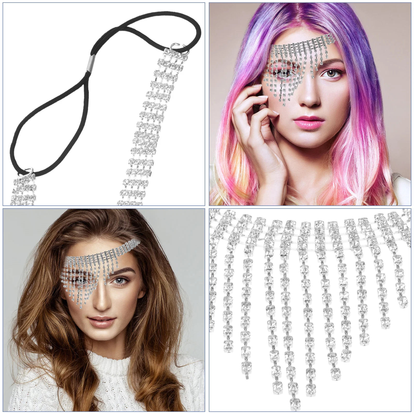 

Маска-цепочка со стразами, женская маскарадная маска, цепочка с кисточками, ювелирные изделия для лица, вечерние сценические аксессуары, маскарадные маски для женщин