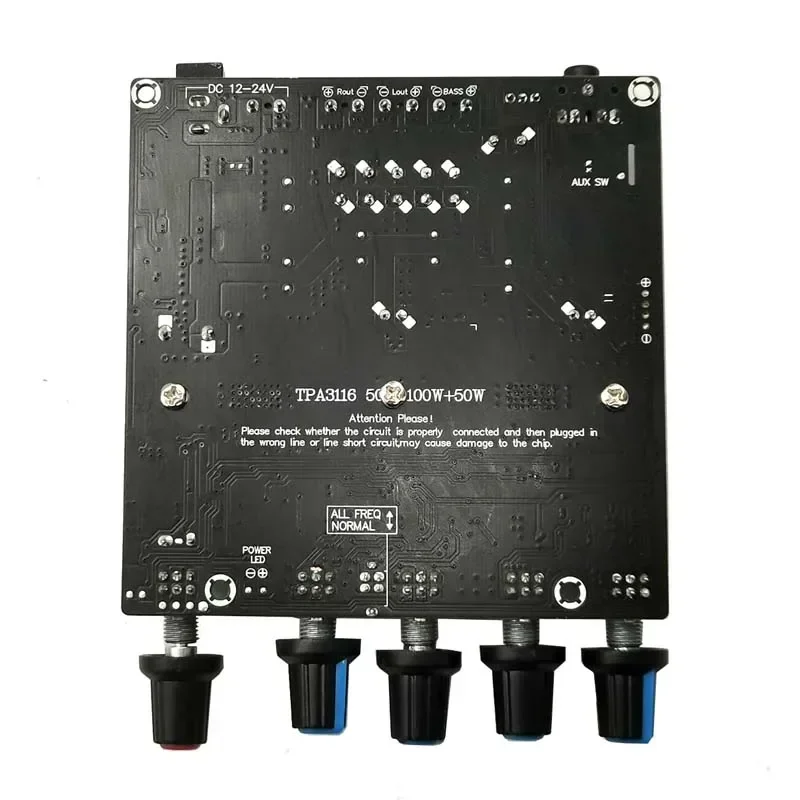 Kaisaya TPA3116 Subwoofer Amplifier Board 2.1 Channel High Power Bluetooth 5.0 Audio DC12V-24V 2*50W+100W Amplificador