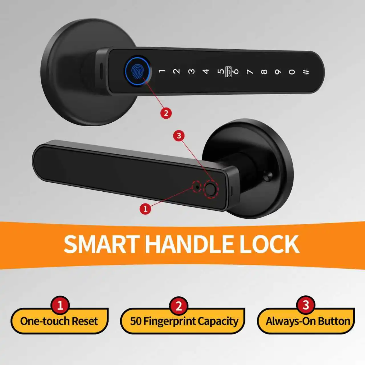 Tuya Bluetooth Biometric Electronic Lock Smart Fingerprint Password App Unlock Intelligent Door Handle Lock Home Security