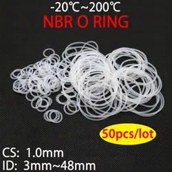 50pcs White/Red Silicone O Ring Gasket CS 1mm OD 5 ~ 50mm Food Grade Waterproof Washer Rubber Insulate Round O Shape Seal