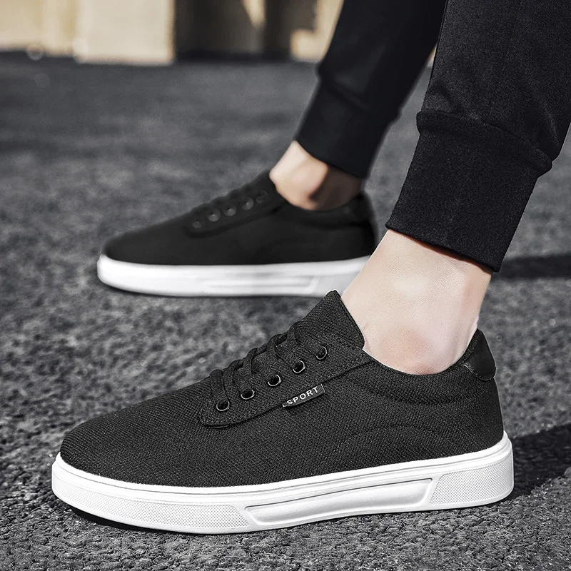 Big Size 46 Men Classic Lightweight Skate Shoes Canvas Shoes Non-slip Sweat-absorbent Men Sneakers Lace-up Business Travel Shoes