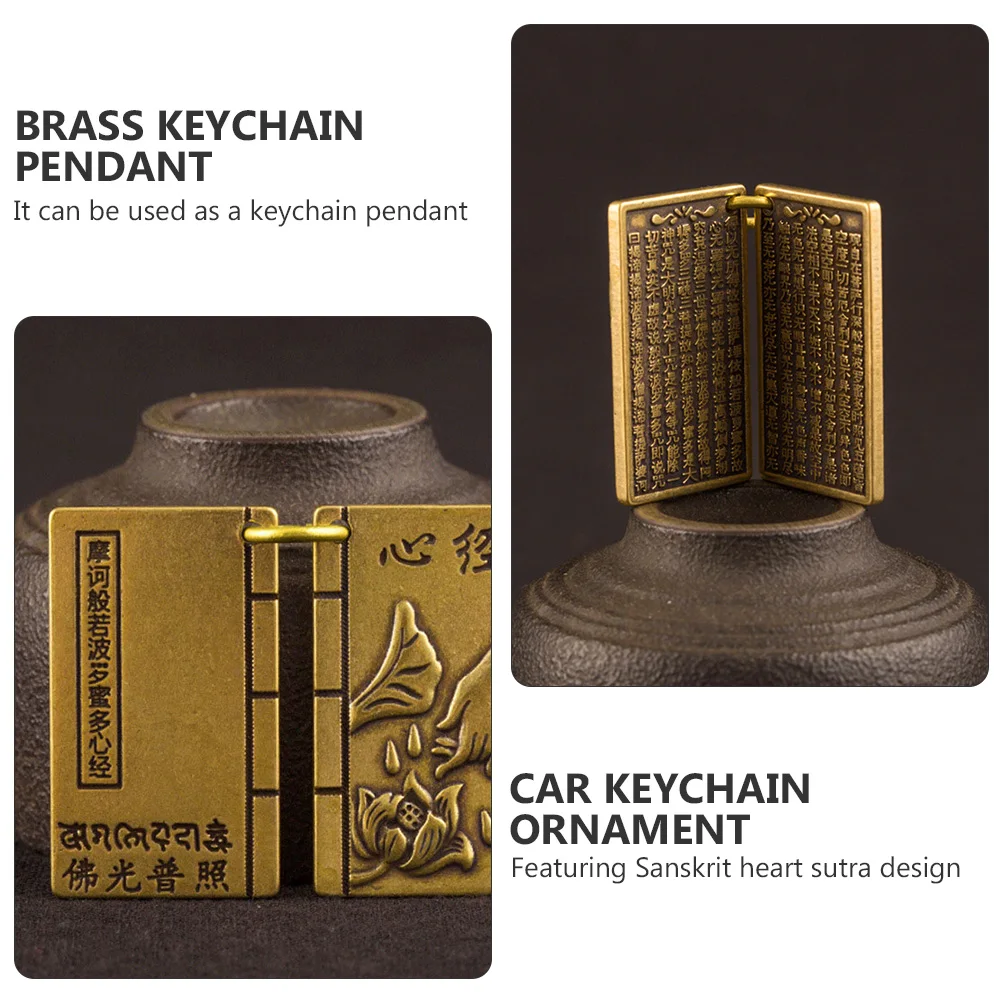 

3 pcs Brass Keychain Pendant Sanskrit Heart Design Durable Diy Jewelry Charm Car Ornament Bag Hanging Gift For Birthday