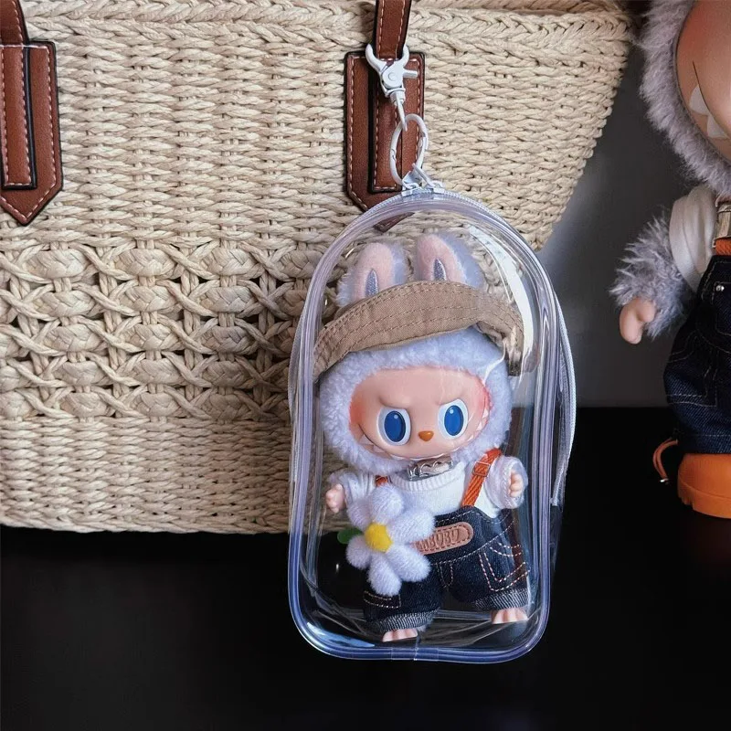 Labubu V1 V2 Storage Doll Bag PVC Transparent Protection Cover Keychain