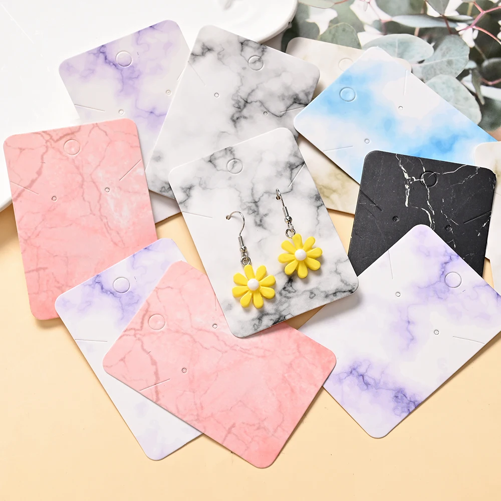 200 Stück Ohrring-Displaykarten-Set, Marmor-Design, Papierkartenanhänger mit transparentem OPP-Beutel, geeignet für die Aufbewahrung von Ohrringen und Schmuck. – Detail 3