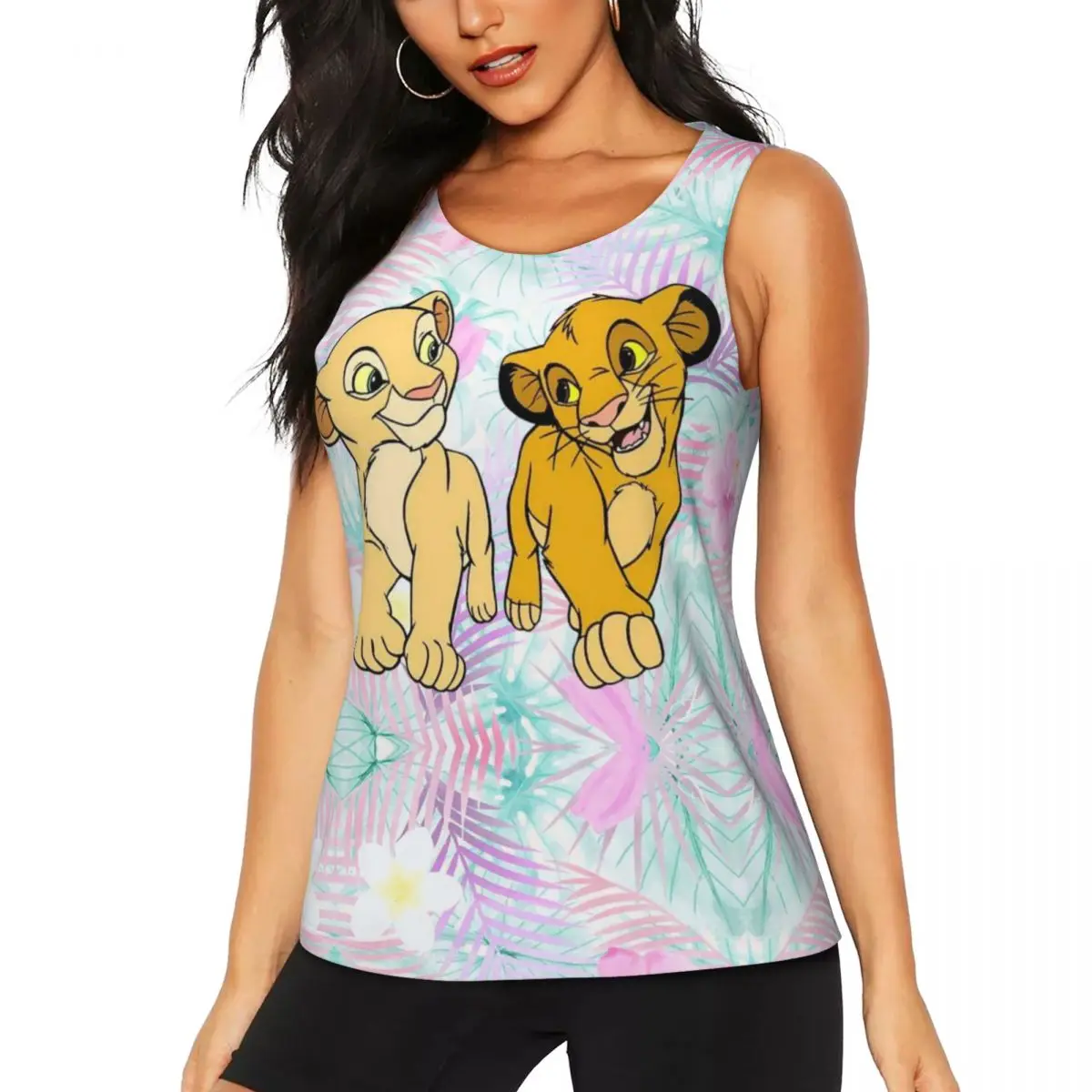 

Custom Women Lion King Simba Workout Yoga Shirt Sleeveless Athletic Running Tank Tops