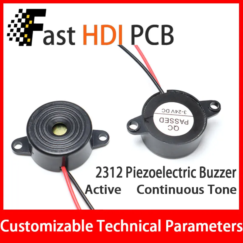 High-Power Active Buzzer 23x12mm (SFM-20B) - 3-24V DC, 85dB+ Continuous Sound, Power-On Ring, Refrigeration Equipment Use