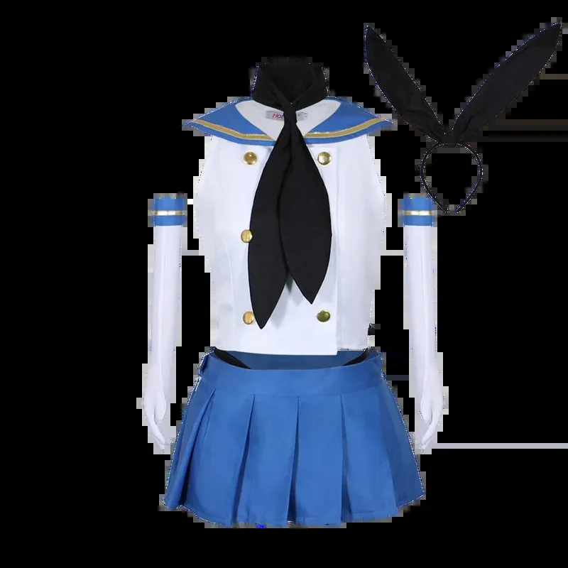مجموعة 25COSIn Stock Kantai: أزياء Shimakaze التأثيرية مجموعة كاملة من زي البحارة مع جوارب عالية الفخذ