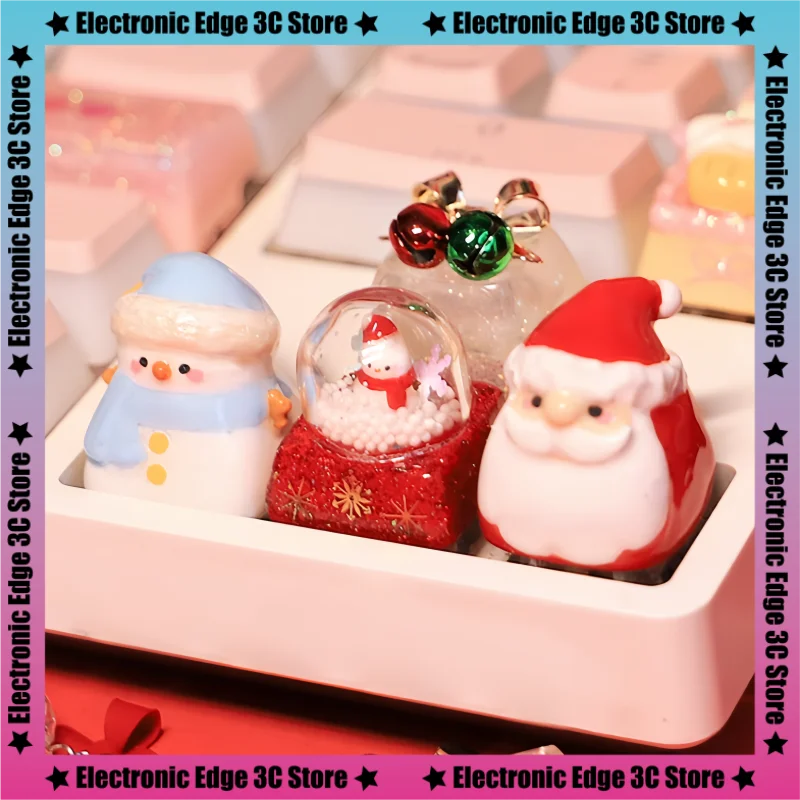 2024 Christmas Theme Keycaps ESC Translucent Customized Snowman Personalized Resin Key cap Keyboard accessories Collection Gifts