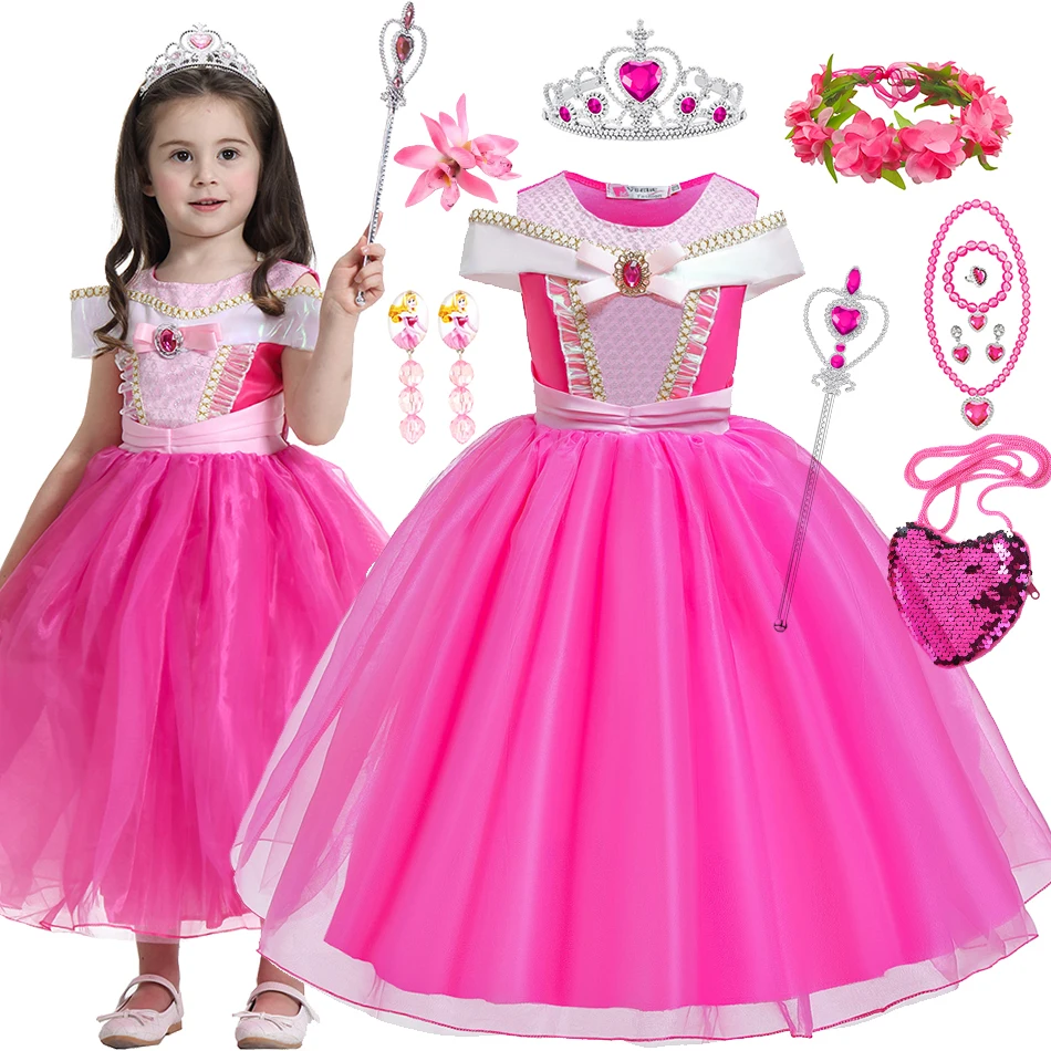 Baby Girl Sleeping Beauty Dress Halloween Aurora Dress Up Clothes Kids Princess Theme Party Costume Birthday Surprise Outfits