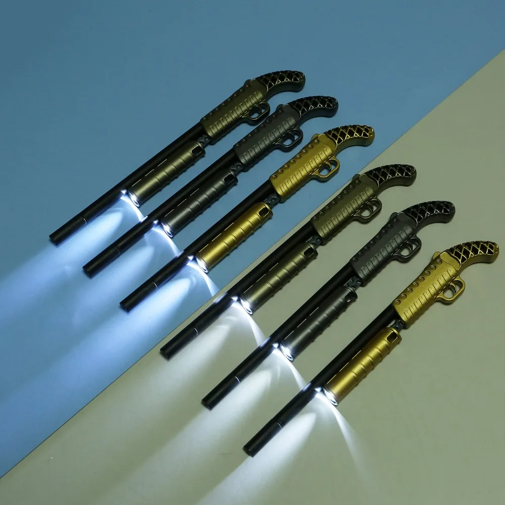 الإبداعية بندقية بندقية شكل هلام الأقلام مع ضوء LED ، متوهجة هلام القلم ، القرطاسية مضحك ، هدية الطالب