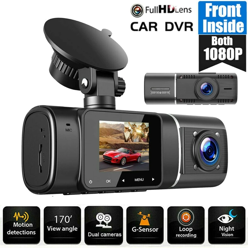 

1080P FHD Dual Dash Cam Front And Inside Camera Car DVR Driving Recorder Camera Parking Car Monitor IR Night Vision