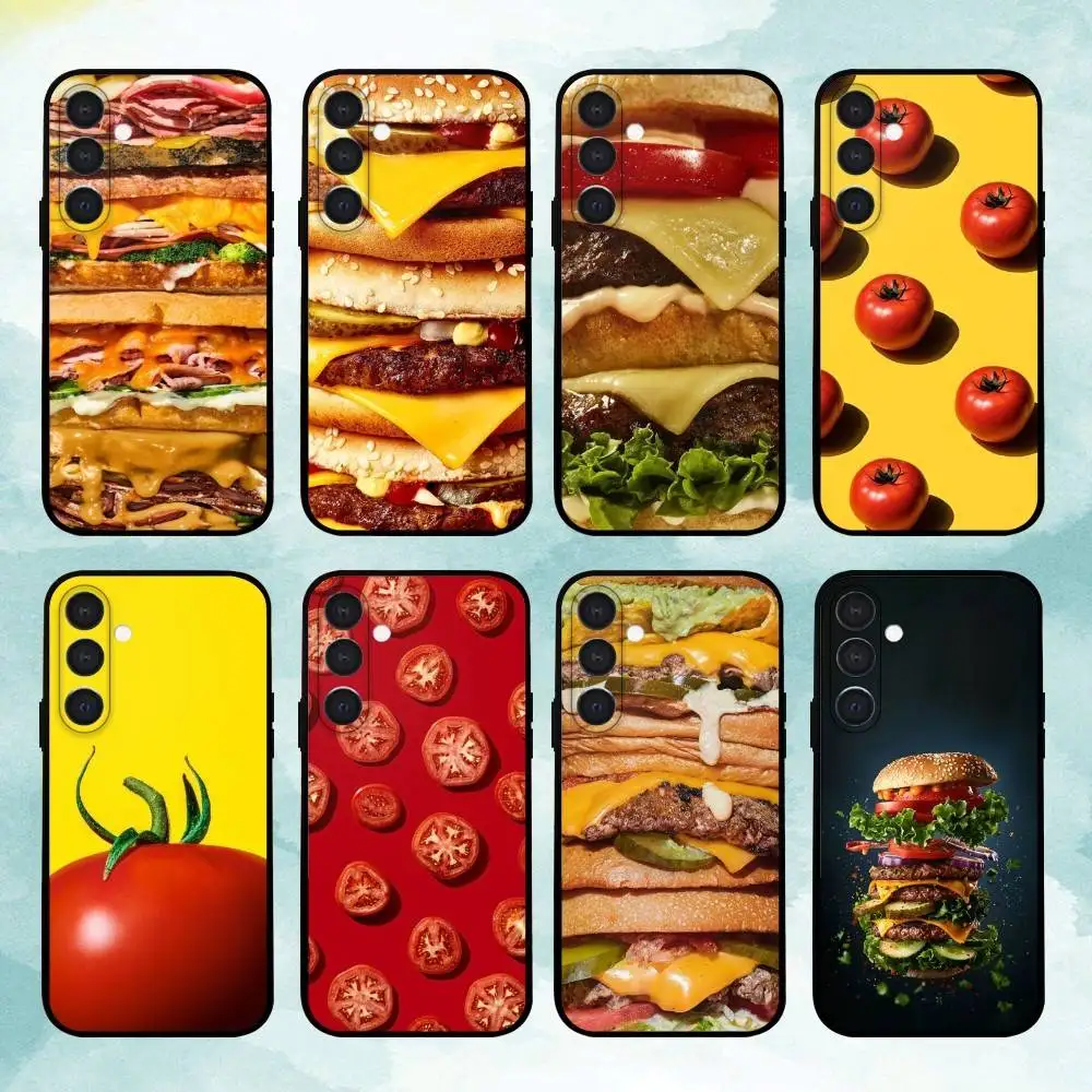 

Hamburger Set Meal Phone Case For Samsung A73,A21s,A22,A31,A32,A52,A53,A71,A80,Soft Black Shell