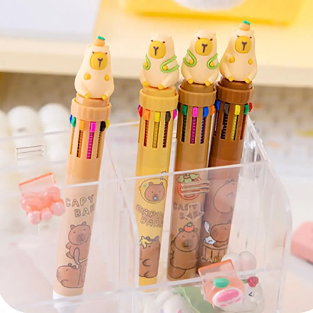 

Cute Plastic Cartoon Ballpoint Pen 10 Color Capybara Writing Pen Stationery School Office Supplies Ink Gel Pen