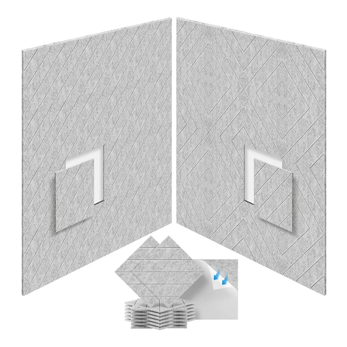 12 Pack SoundProof Foam Panels 12x12x0.4 Inch, Self Adhesive Acoustic Foam Panels for Acoustic Treatment Silver Gray