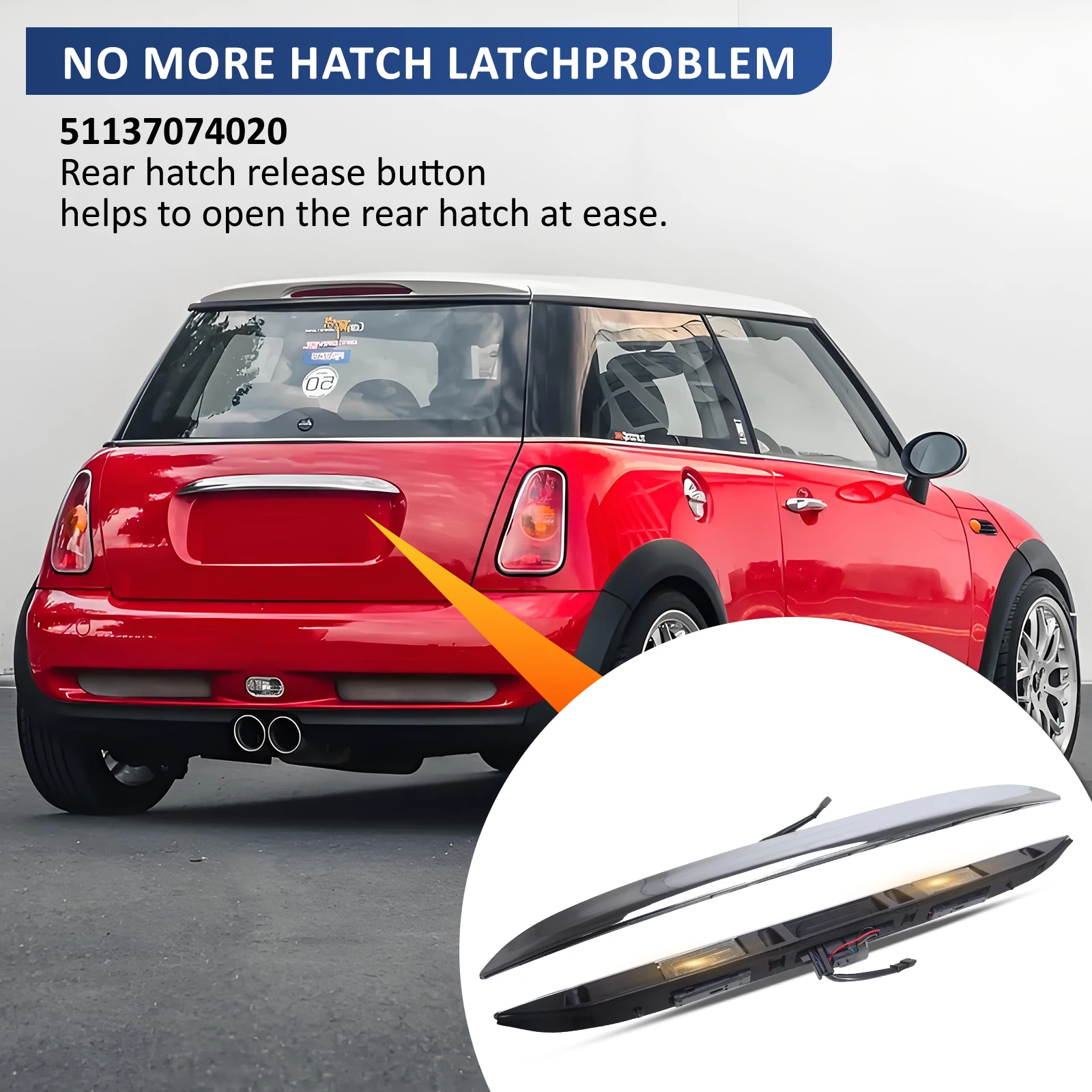 51137074020 1 Stück Heckklappengriff mit Lampe für BMW Mini Cooper R50/R52/R53 2002-2008 Neuer Heckklappengriff mit Licht Großhandel – Detail 5