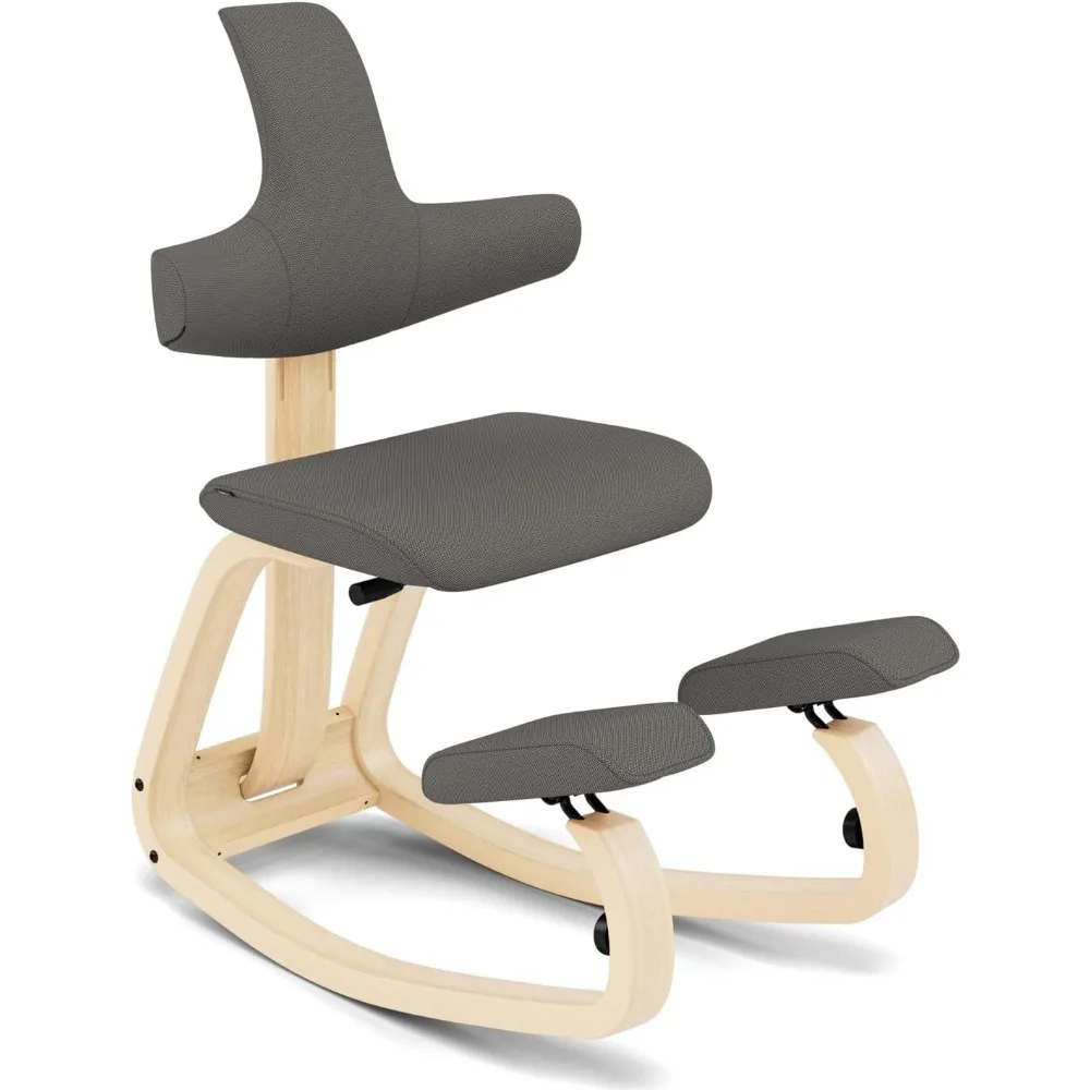 Adjustable Ergonomic Kneeling Chair with Backrest  Grey/Natural