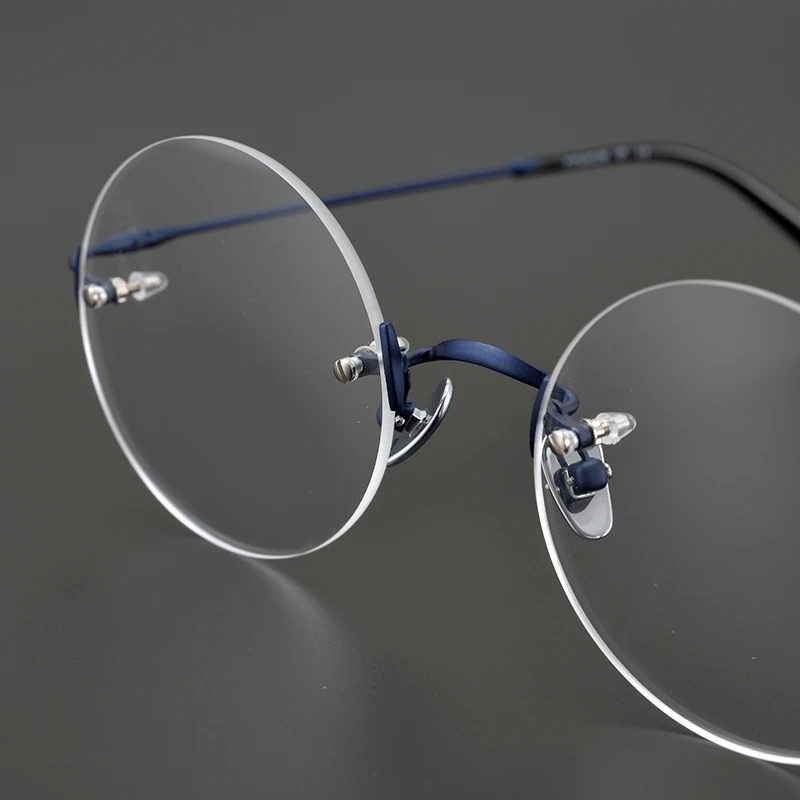 Retro Round Frameless Ultra-light Pure Titanium Frame Glasses Frame Men Women Small Face Myopia Reading Eyewear Rimless Eyeglass