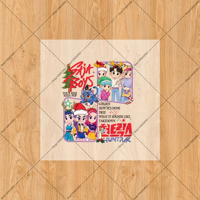 Kpop شيطان الصيادين عيد الميلاد الساخن ختم ملصقات النقل الحراري ملصق الكرتون أنيمي زينة عيد الميلاد الطرف الديكور هدية