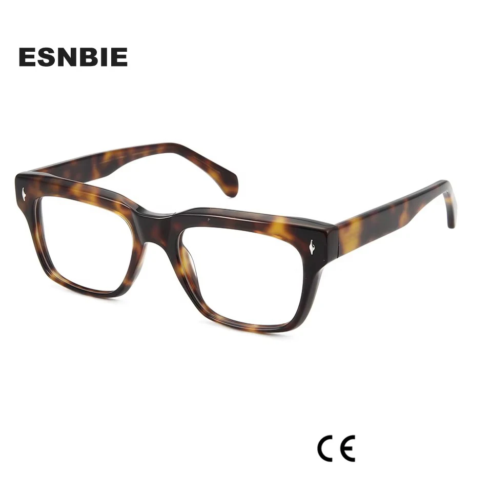 Jacques Designer Eyeglasess Frame Men Vintage Rivet Square Acetate Optical Eyewear Frames For Women Luxury Prescription Glasses