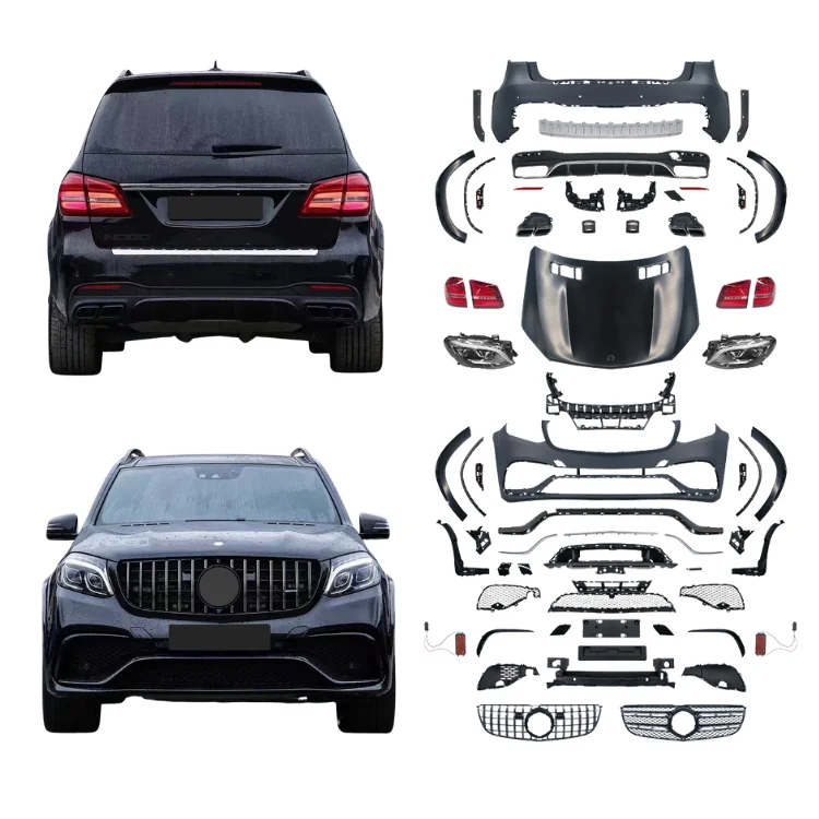 Bodykit for - 2013-2015 GL X166 Upgrade to 2016-2019 X166 GLS63 Front Rear Bumper Assy Hood Grille Plug and Play