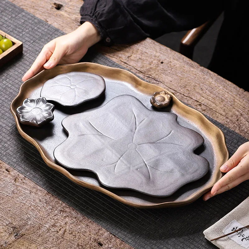 ^Irregular Chinese Tea Tray Ceremony Serving Decorative Table Office Tea Tray Hospitality Living Room Bandejas Home Products