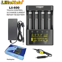 LiitoKala Lii-600 LCD Display Battery Charger For 3.7V 1.2V 18650 26650 21700 26700 AA AAA Test battery capacity +Car