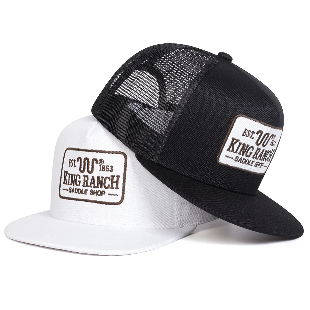 Unisex KING RANCH Hip-Hop-Netzhüte mit Stickerei, für Frühling und Sommer, für den Außenbereich, verstellbar, lässige Baseballkappen, Sonnenschutzhut, Sportkappe