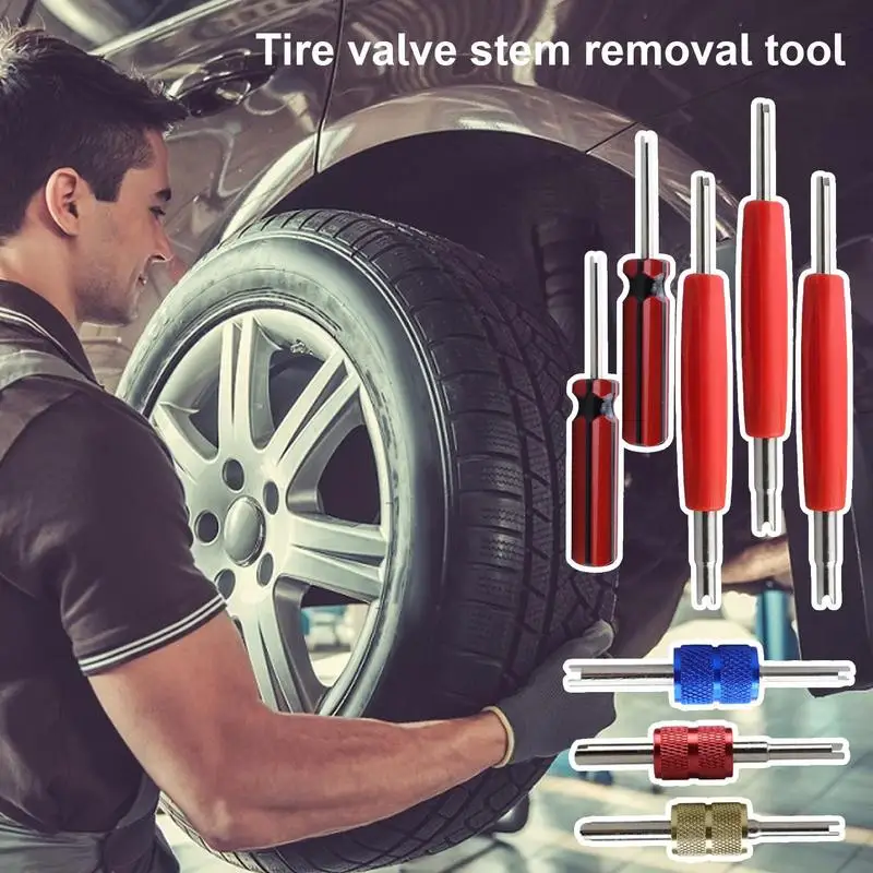 Tire Valve Core Removal Tools 8-Piece Universal Valve Stem Remover Installer Set Dual & Single Head Tire Repair Tools For Cars