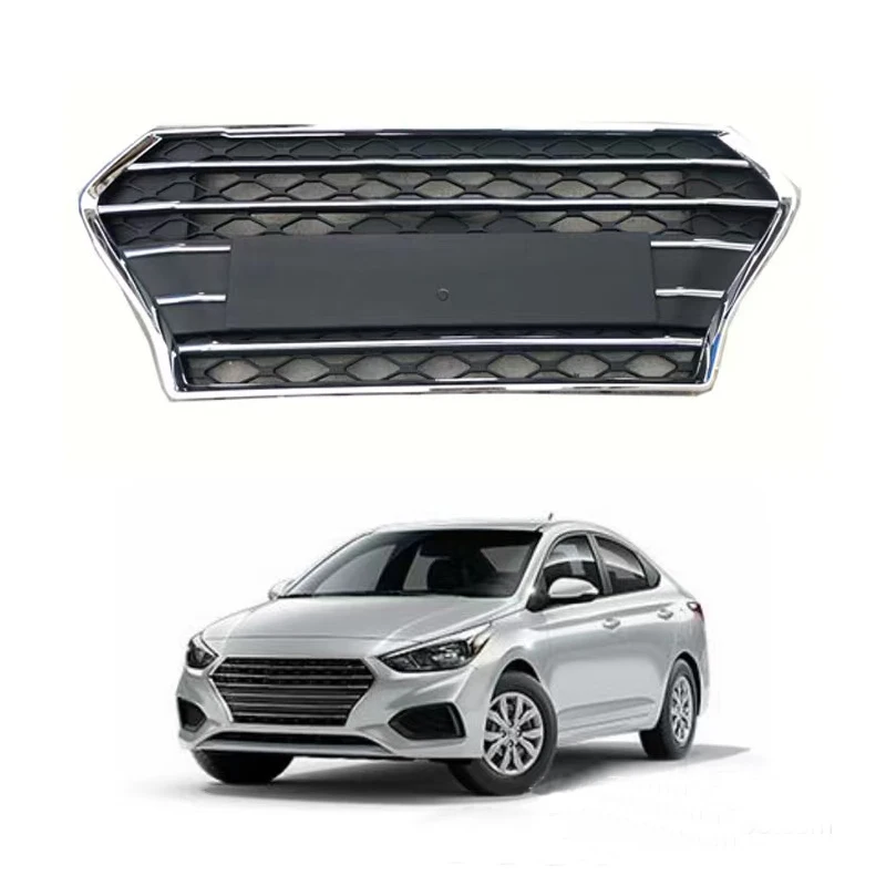 Front Grille Bumper Mesh Grill Honeycomb Grills For Hyundai Accent 2017 Car Mask Cover  Auto Styling Middle East Version