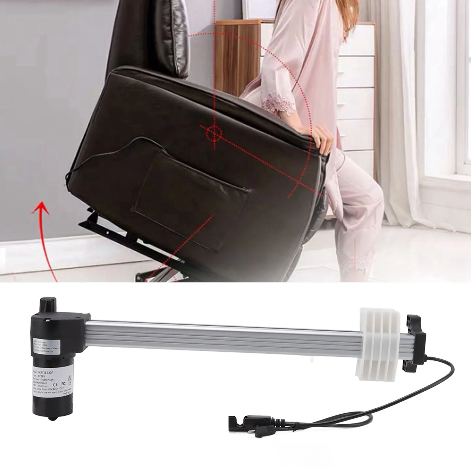 Atuador do motor do sofá reclinável do poder, proteção do curso IPX4, CC 29V, cadeiras elétricas do elevador dos sofás, 333mm