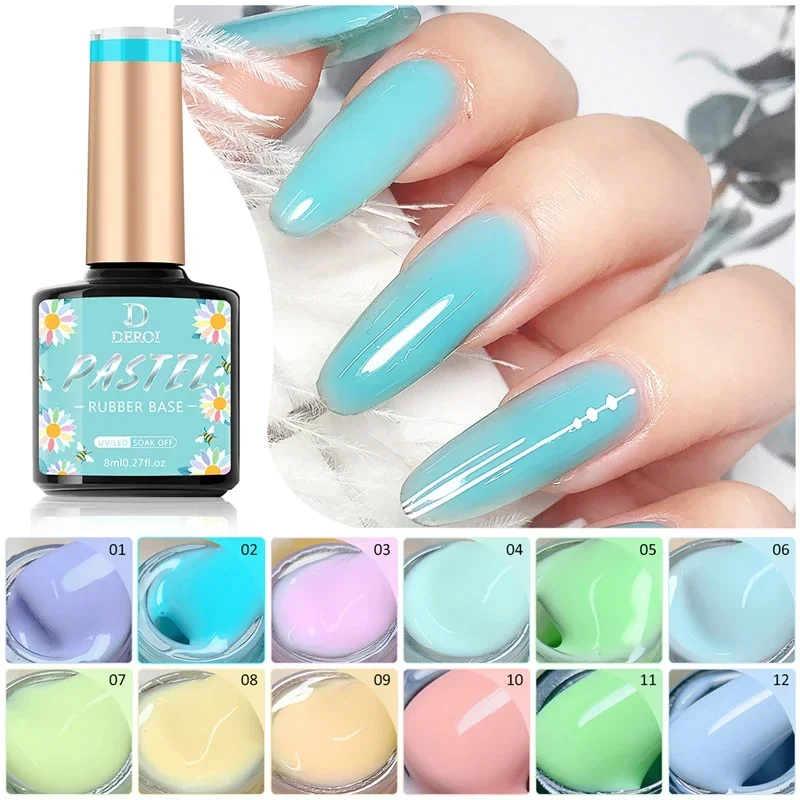 New Rubber Base Coat UV Jelly Nail Gel Polish UV LED Soak Off Nail Polish Ongle Gel Nail Art 48 Colors Semi Permanent 8ml